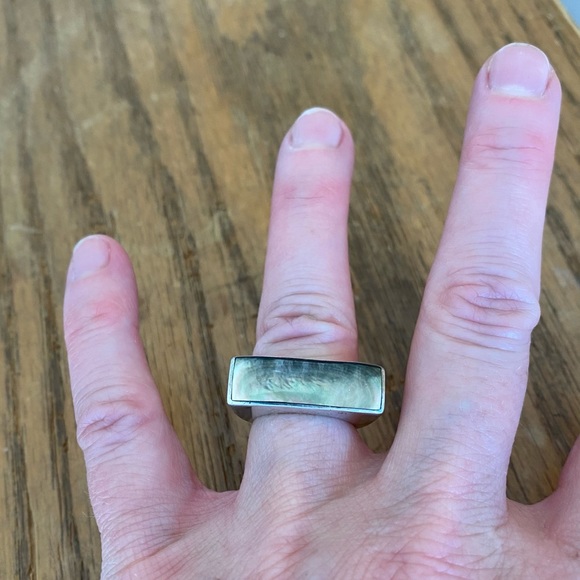 Mother-of-Pearl and Silver Ring, Size 4.5 - Picture 6 of 8